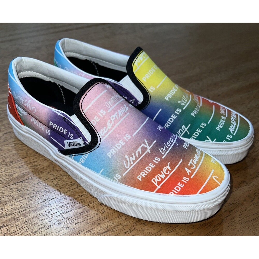 Vans Classic Slip On‎ Pride Rainbow Shoes 500714 Women Size 6/Men’s Size 4.5 EUC